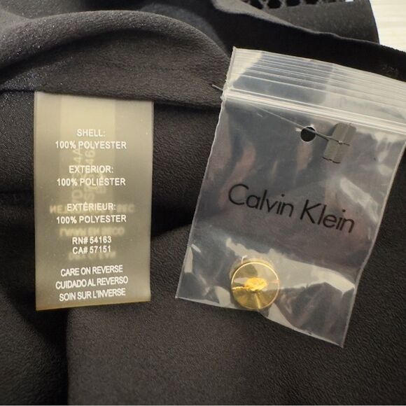 NWT CALVIN KLEIN BOHO MINIMALIST CROSS STITCH BELL SLEEVES‎ BLOUSE SMALL OFFICE - Picture 9 of 14